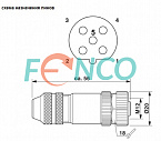 Разъем M12 5pin тип B розетка Posital Fraba