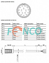 Кабель 1 м с разъемом M23 16pin CW розетка Posital Fraba